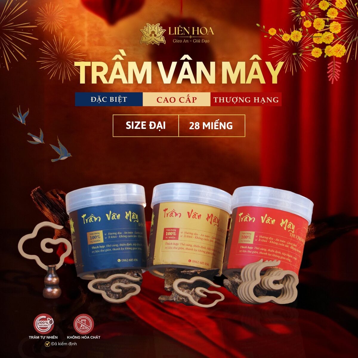 Trầm Vân Mây - 28 miếng - ĐẶC BIỆT - CAO CẤP - THƯỢNG HẠNG | ĐẠI | Trầm Hương Sạch | Thơm Lâu | 100% Tự Nhiên | Phong Thủy