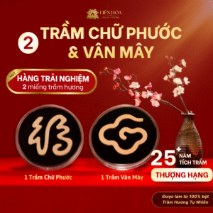 [Hàng Trải Nghiệm] 1 Trầm Chữ Phước + 1 Vân Mây I Thượng Hạng 25 năm I Trầm Sạch - Thơm | 100% TỰ Nhiên -Bản giới hạn (Tổng 2 miếng)