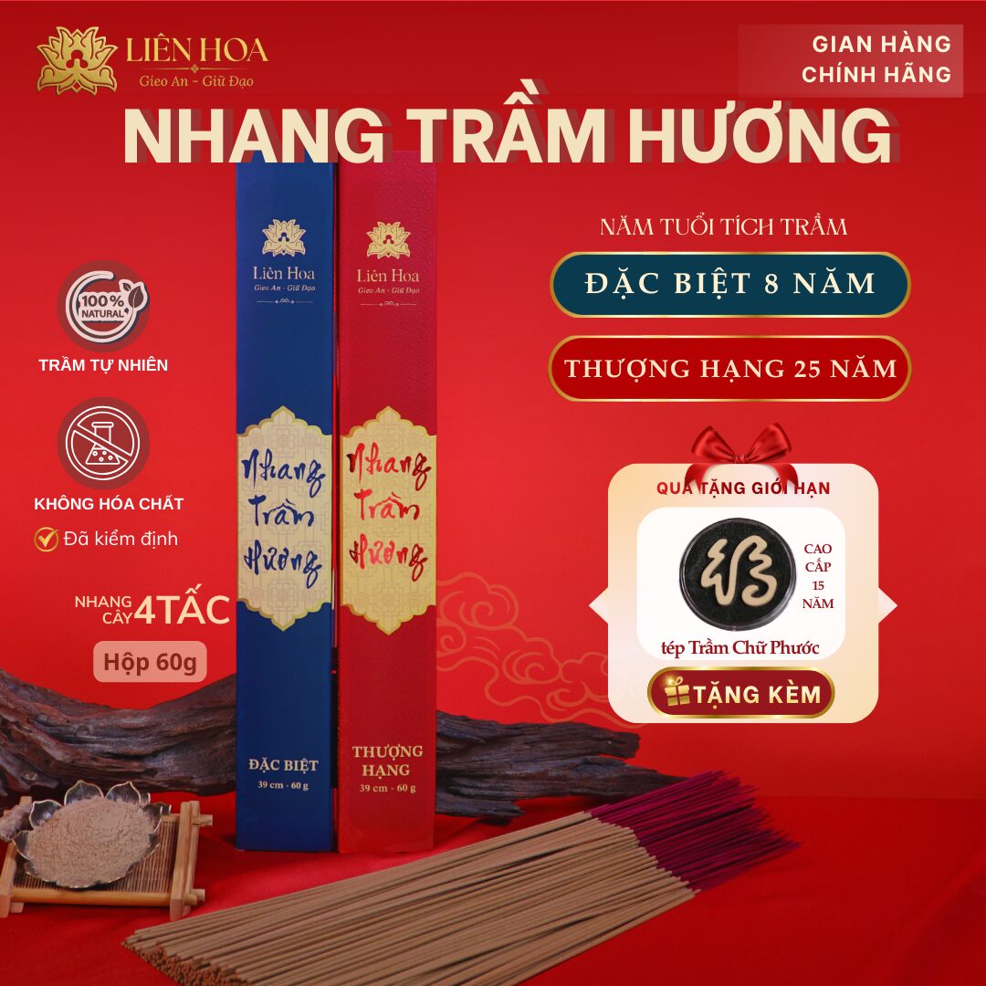 Nhang Trầm (39cm - 60gr) ĐẶC BIỆT - THƯỢNG HẠNG | Trầm Sạch | Thơm | 100% Tự Nhiên | Thờ Cúng