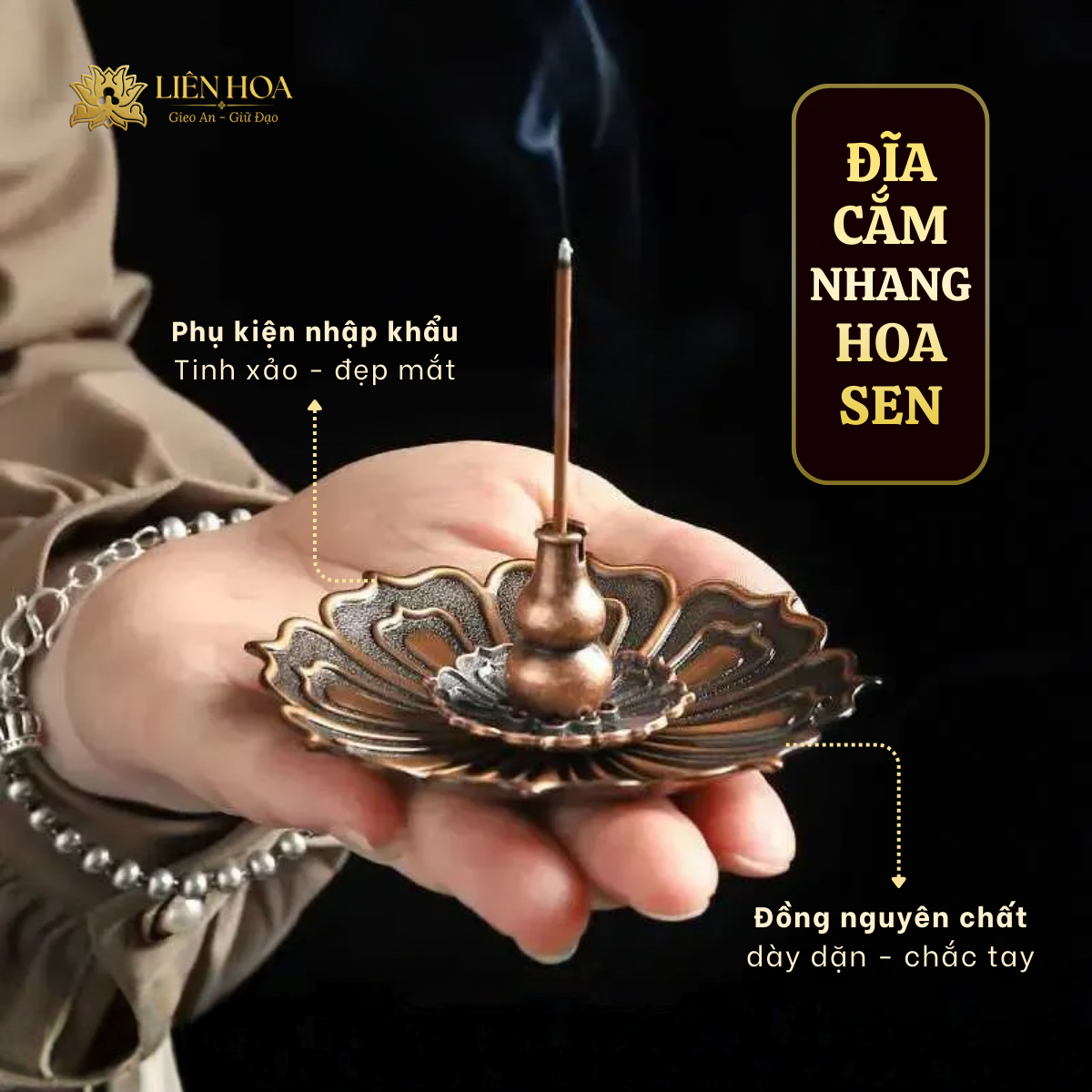 Đế Cắm Nhang Trầm Bằng Đồng – Phụ Kiện Xông Trầm Phong Thủy Cao Cấp