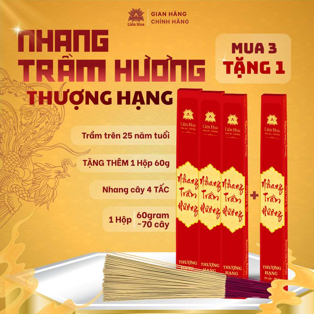 [MUA 3 TẶNG 1] Nhang Trầm THƯỢNG HẠNG (39cm-60gram) | Trầm Sạch | Thơm | 100% Tự Nhiên | Thờ Cúng