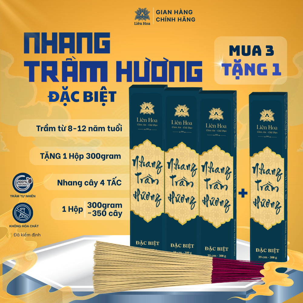 [MUA 3 TẶNG 1] Nhang Trầm ĐẶC BIỆT (39cm-300gram) | Trầm Sạch | Thơm | 100% Tự Nhiên | Thờ Cúng