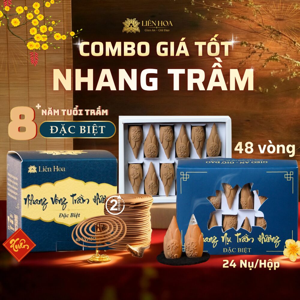Combo Xông Nhà Trầm Hương ĐẶC BIỆT – Nụ Trầm Hương & Nhang Vòng 2H | Thơm Nhẹ, Dễ Chịu