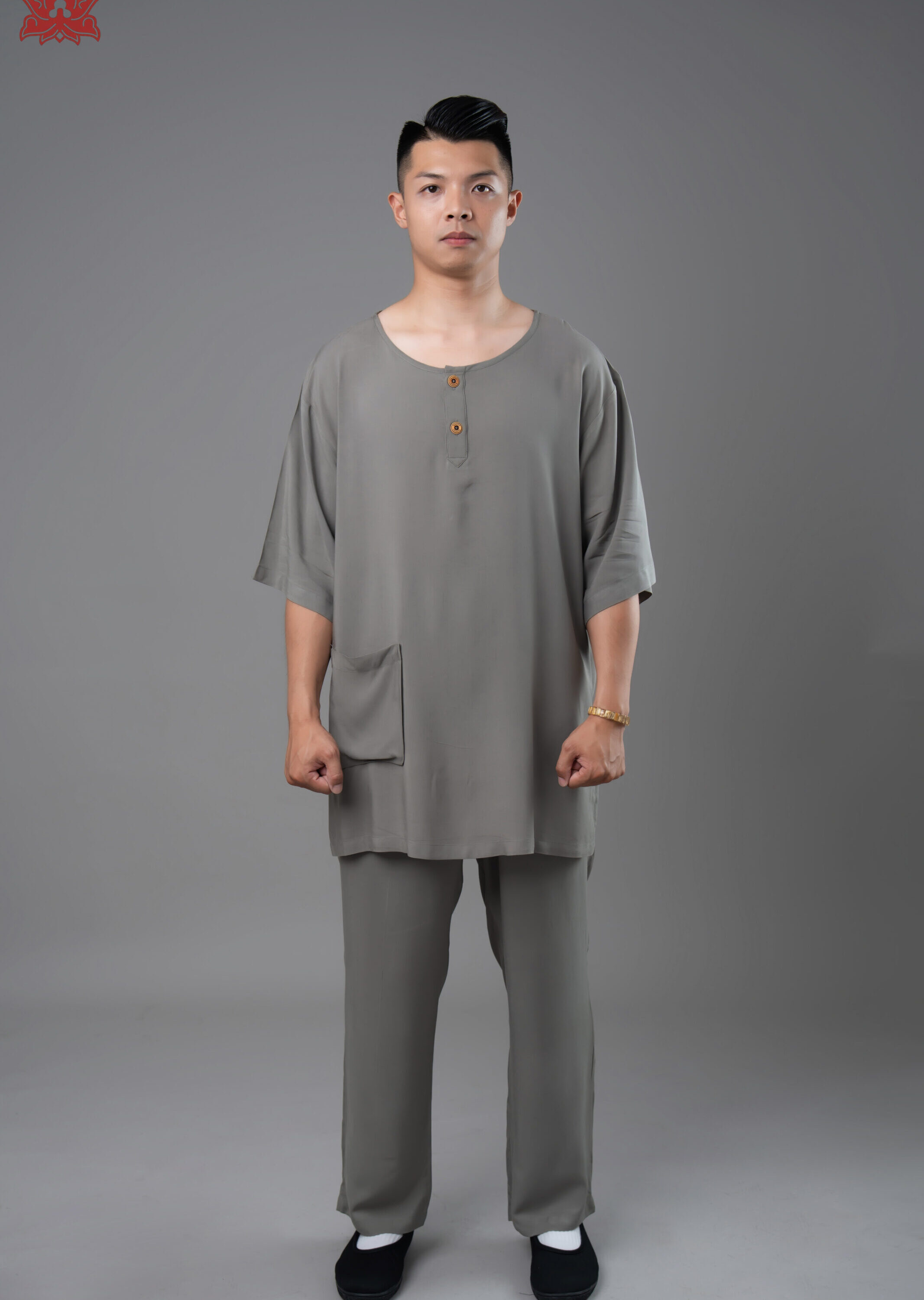 Bộ nam cổ tròn (xám)