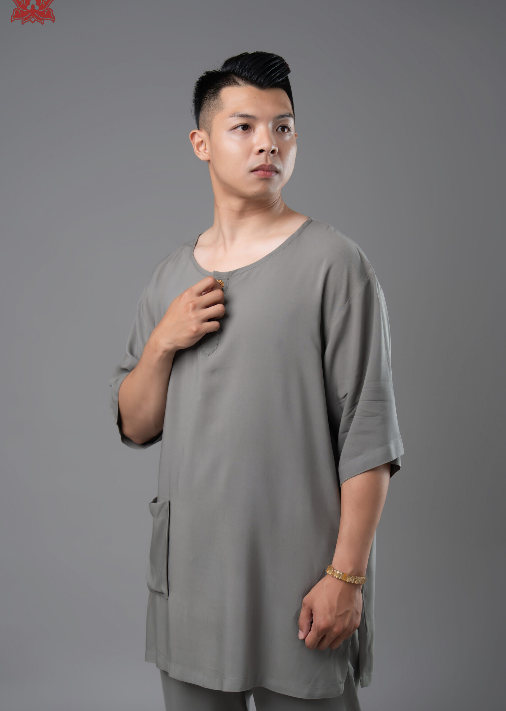 Bộ nam cổ tròn (xám)