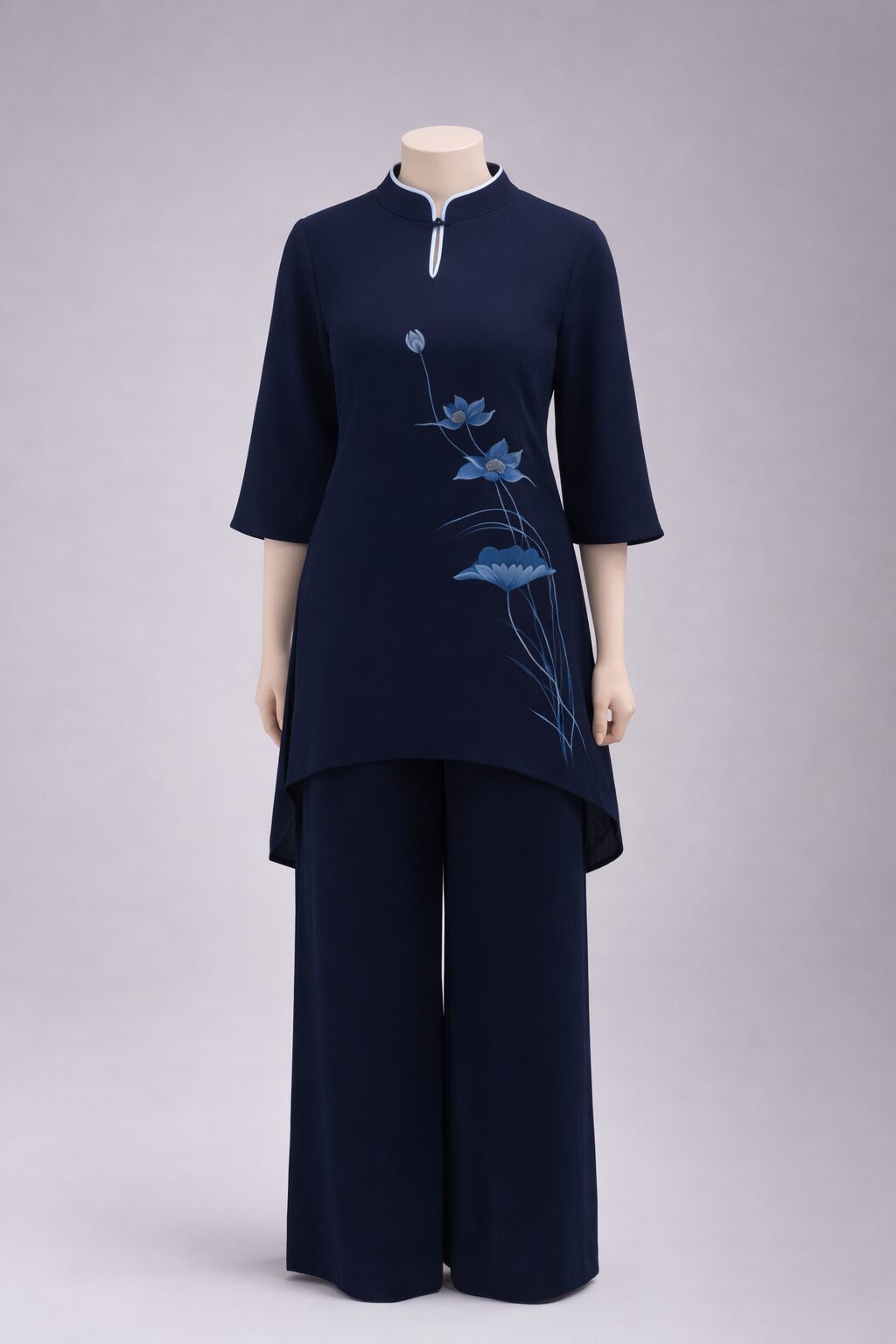 Pháp phục 1 cục xanh dương màu nữ