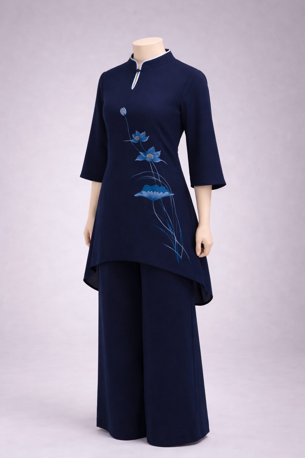 Pháp phục 1 cục xanh dương màu nữ