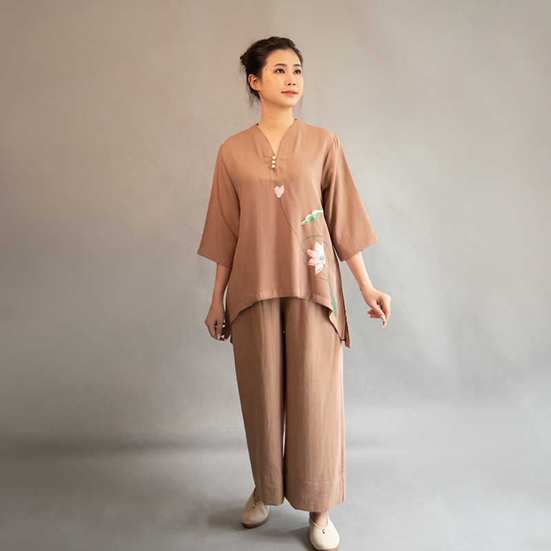 Bộ 3 nút ngọc trai vẽ tay vải hàn quốc