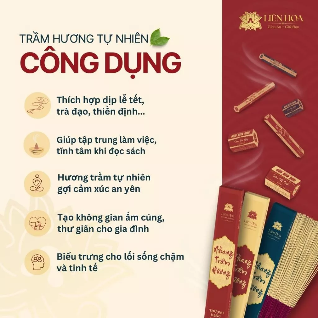 [MUA 3 GIÁ TỐT] Nhang Trầm Hương 39cm 60g Liên Hoa | Nhang Cây Trầm Hương 4 Tấc Thượng Hạng | Ít Khói