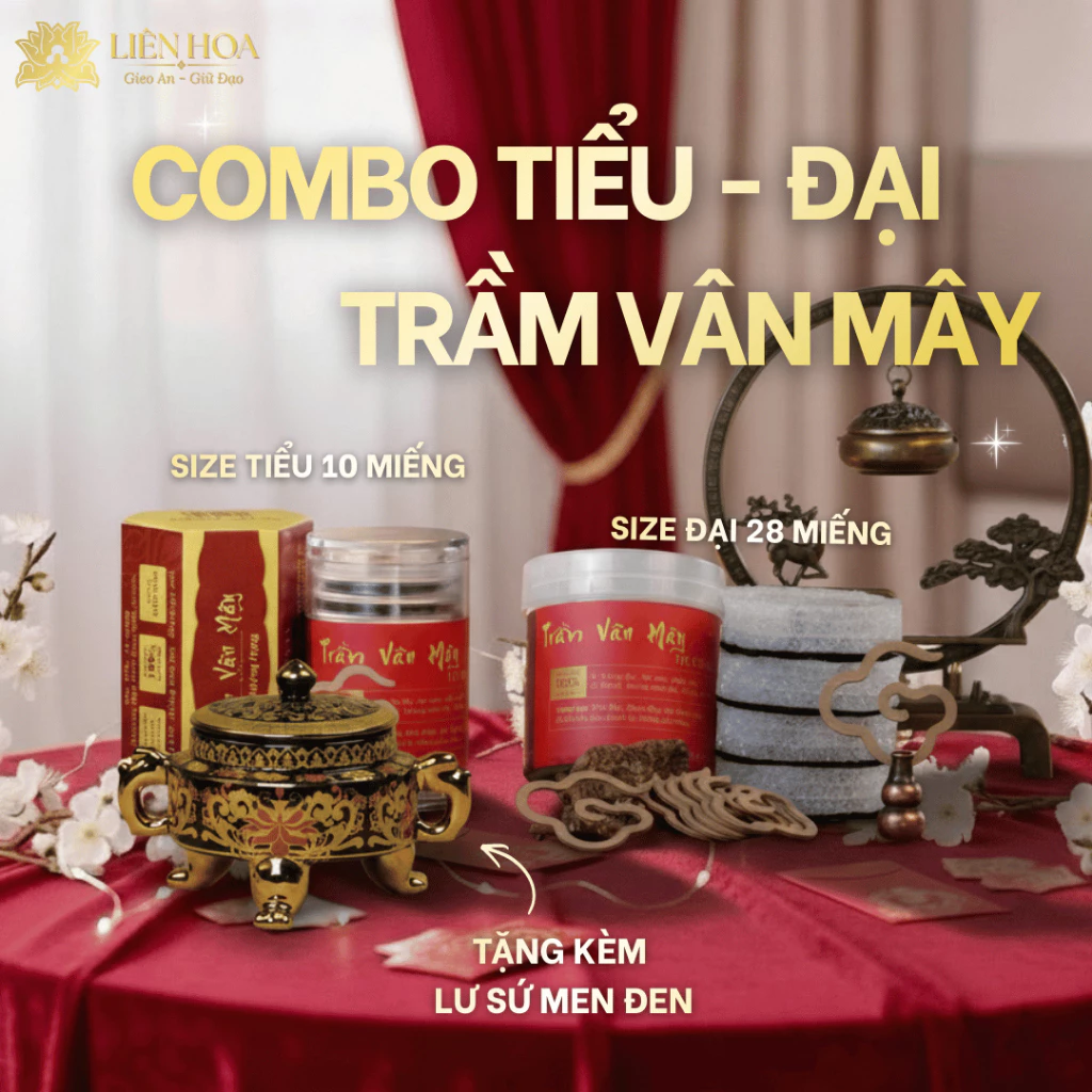 Combo Thưởng Trầm Vân Mây Thượng Hạng (Tiểu + Đại) – TẶNG Kèm Lư Trầm | Hương Thơm Dịu