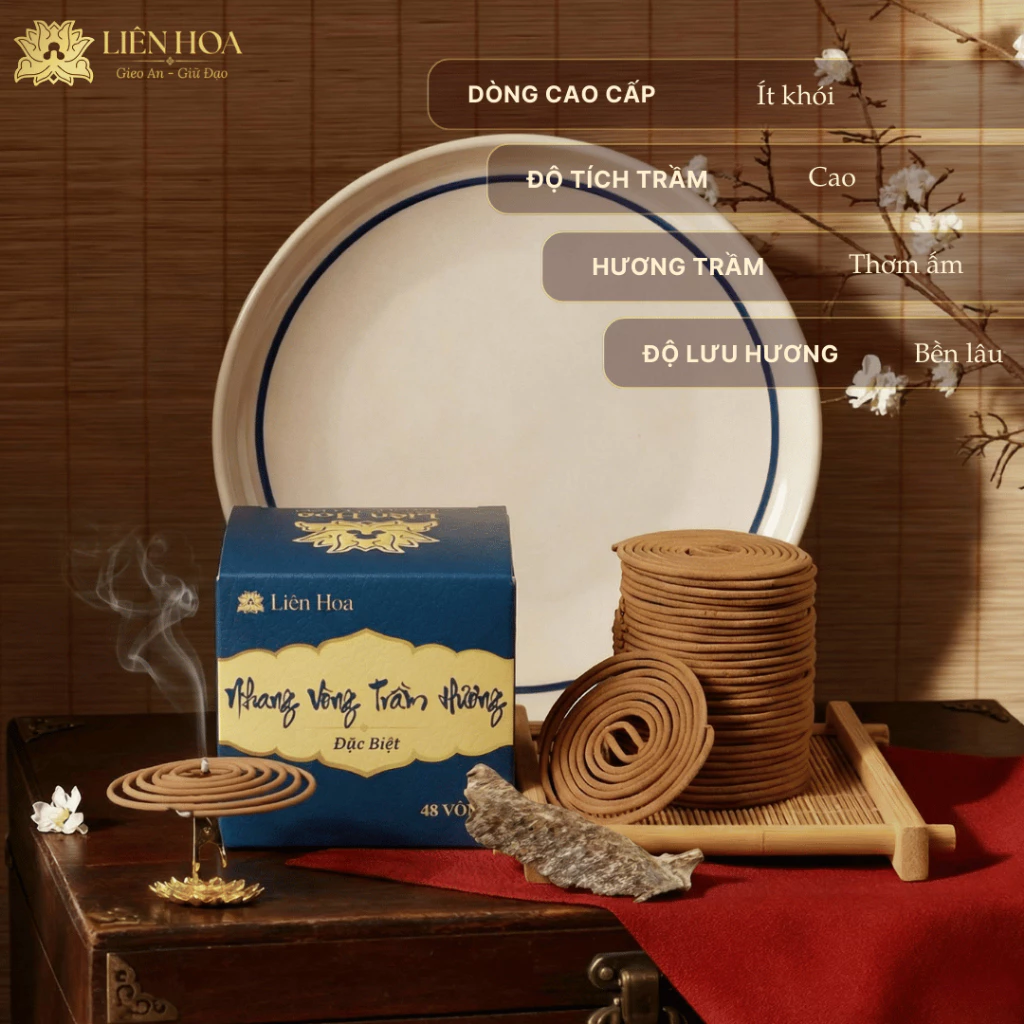 Combo Xông Nhà Trầm Hương ĐẶC BIỆT – Nụ Trầm Hương & Nhang Vòng 2H | Thơm Nhẹ, Dễ Chịu
