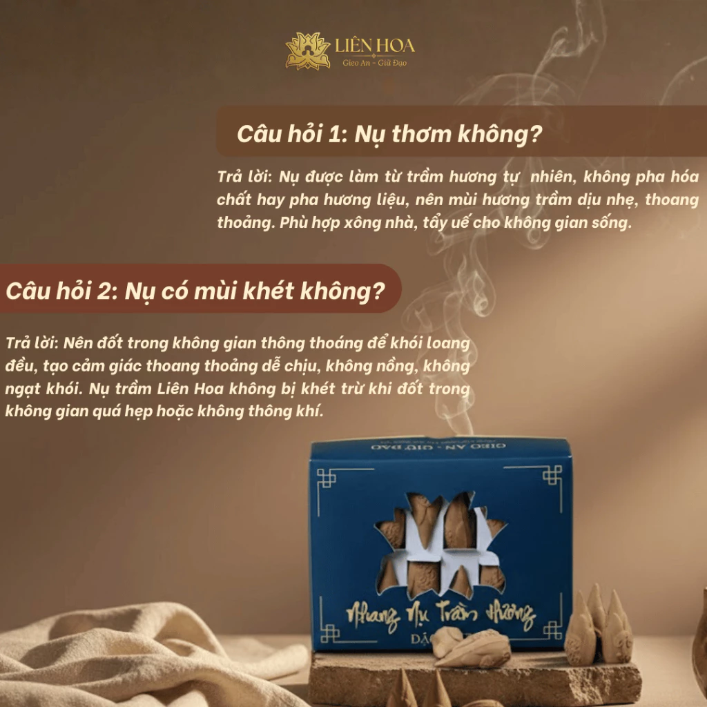 [Mua 3 Tặng 2] Combo Nụ Trầm Hương Liên Hoa – Tặng Nước Lau Bàn Thờ | Hương Trầm Dịu