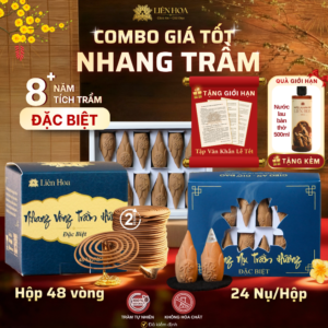 [Combo Giá Tốt] - Nhang Trầm Đặc Biệt | Nhang Vòng 2H + Nụ Trầm Liên Hoa | 8+ năm tích trầm - Tự Nhiên, Sạch Thơm, Ít Khói | Thờ Cúng - Xông nhà