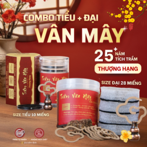Combo 2 Trầm Vân Mây Thượng Hạng | Hộp Tiểu - Đại | Trầm Sạch | Hương Thơm | Phong Thủy | Thiền Định | Trà Đạo | Thưởng Trầm (COMBO TIỂU - ĐẠI)