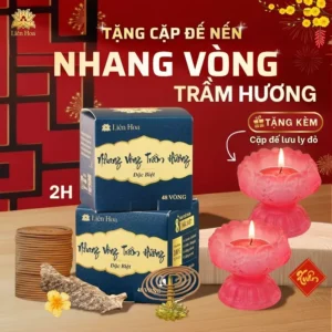 [Combo 2 Hộp Tiết Kiệm] Nhang Vòng Trầm Hương 2H ĐẶC BIỆT |Sạch | Thơm Dịu |100% Tự Nhiên | Phong Thủy (Tặng Cặp Đế Nến Lưu Ly)