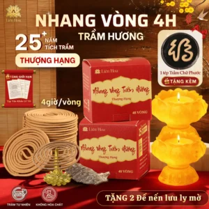 [2 Hộp Giá Tốt] Nhang Vòng Trầm Hương THƯỢNG HẠNG 4 GIỜ | 100% Tự Nhiên | Sạch - Thơm Sâu |Thờ Cúng - Thưởng trầm (2 Hộp 96 vòng))