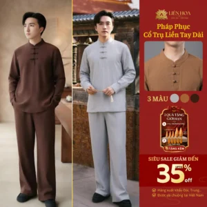 M1-LINEN | Bộ Nam Cổ Trụ Liền Tay Dài