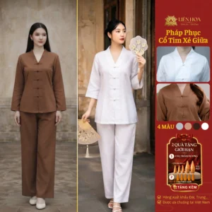W3-LINEN | Bộ Cổ Tim Xẻ Giữa